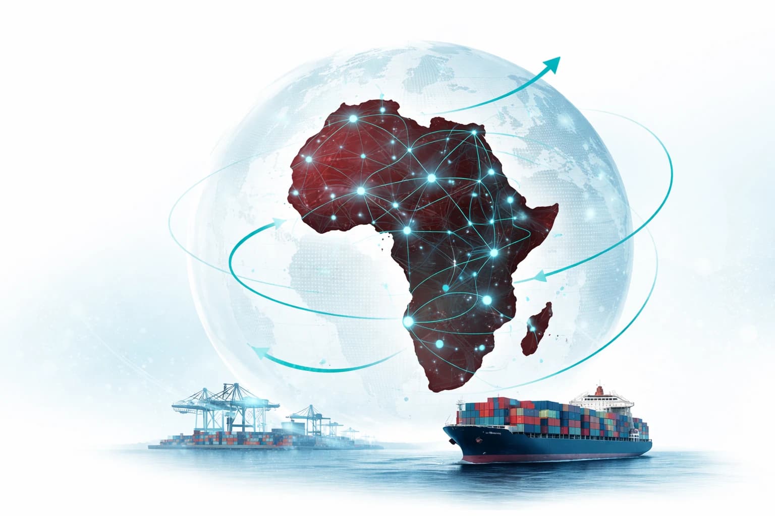 Digital map of Africa and global trade routes